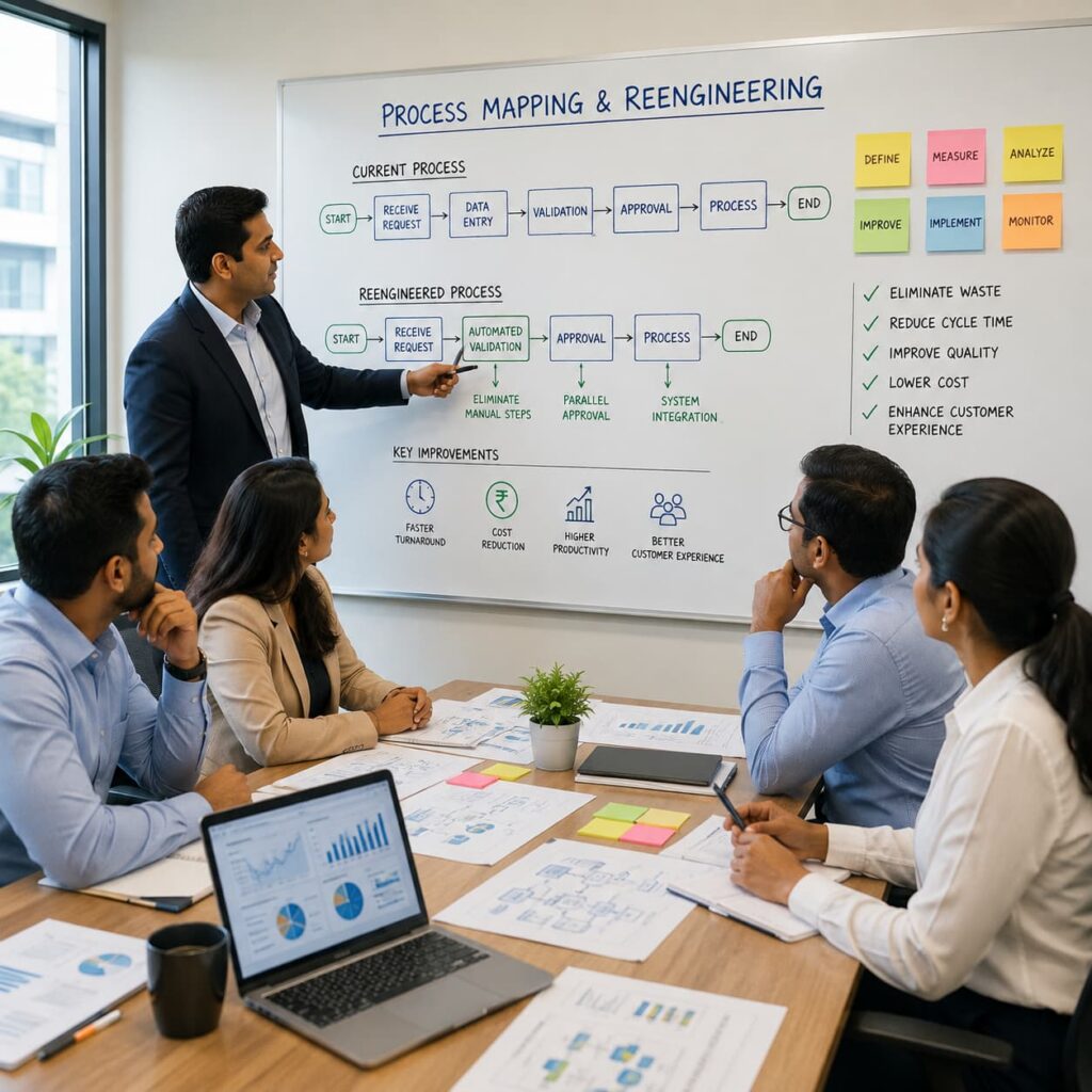 A trainer conducting process mapping training 